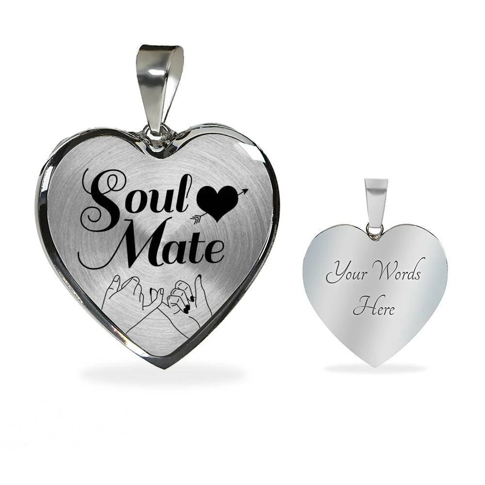 Soulmate Christian Heart Forever Together Necklace Personalized Engraved Silver